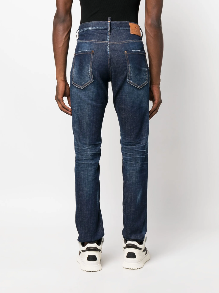 slim-cut stretch-cotton jeans