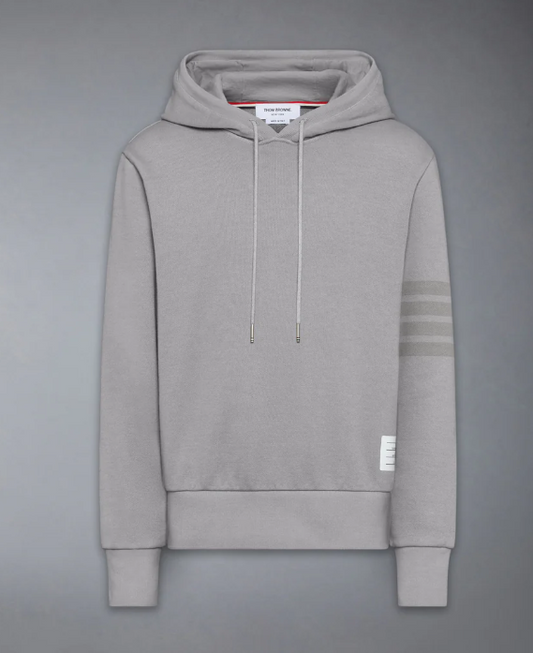 LONG SLEEVE HOODIE PULLOVER W/ OVERDYED 4 BAR IN SOLID LOOPBACK