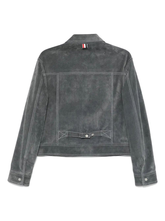 BACKSTRAP UTILITY JACKET (23") W/ CONTRAST STITCHING IN CALF SUEDE
