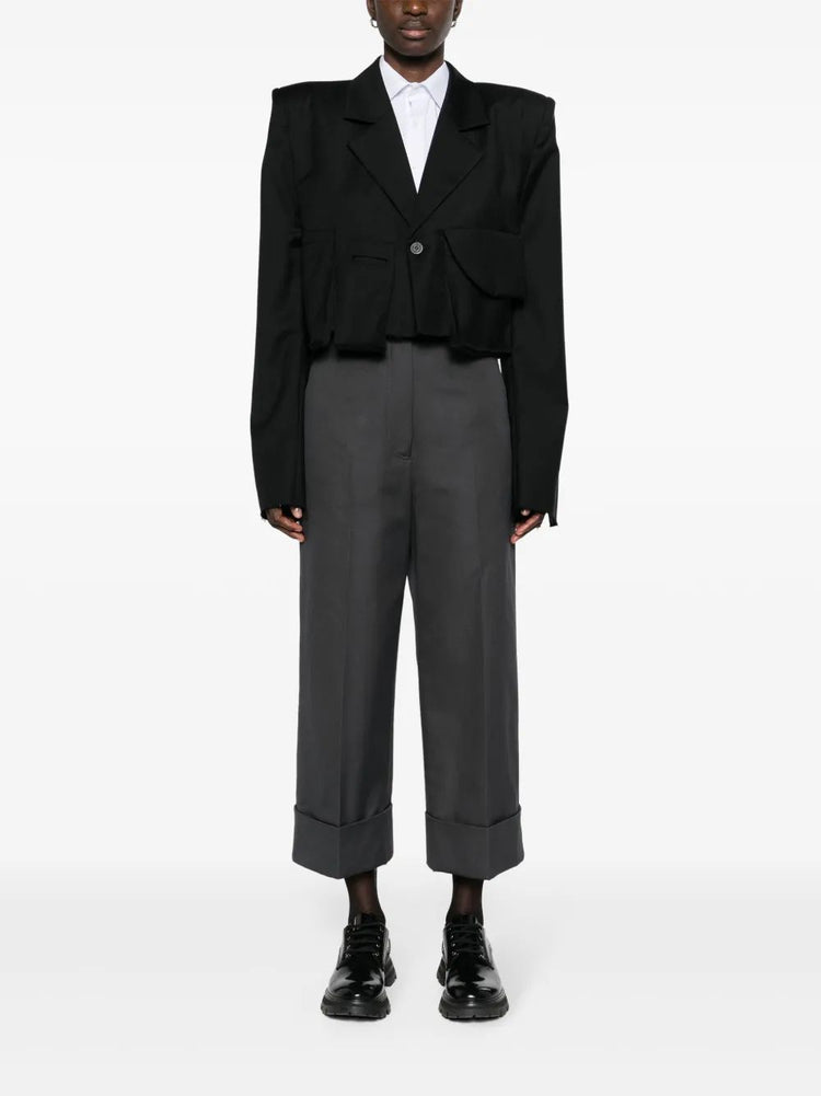HIGH WAISTED STRAIGHT LEG TROUSER IN ORGANIC COTTON CANVAS