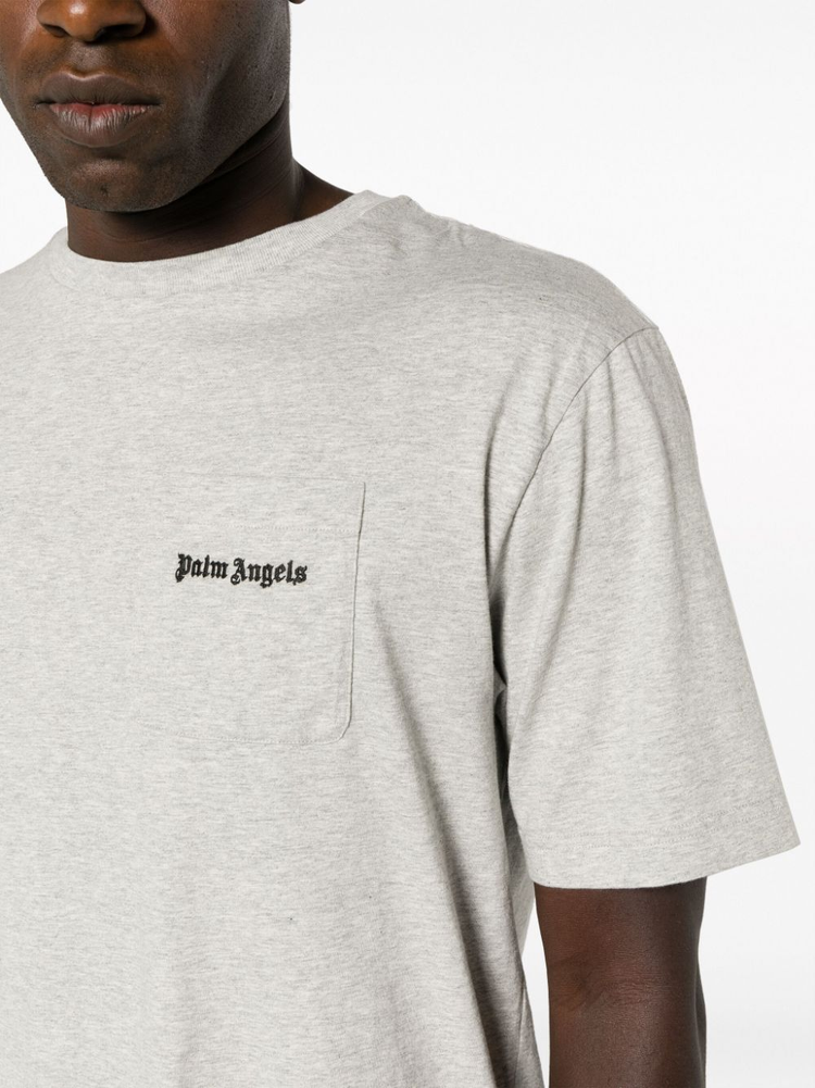 PALM ANGELS logo-embroidered mélange T-shirt