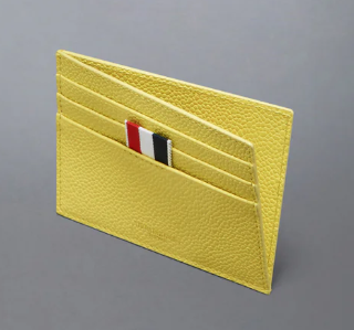 CARD HOLDER W/NOTE COMPARTMENT IN PEBBLE GRAIN LEATHER