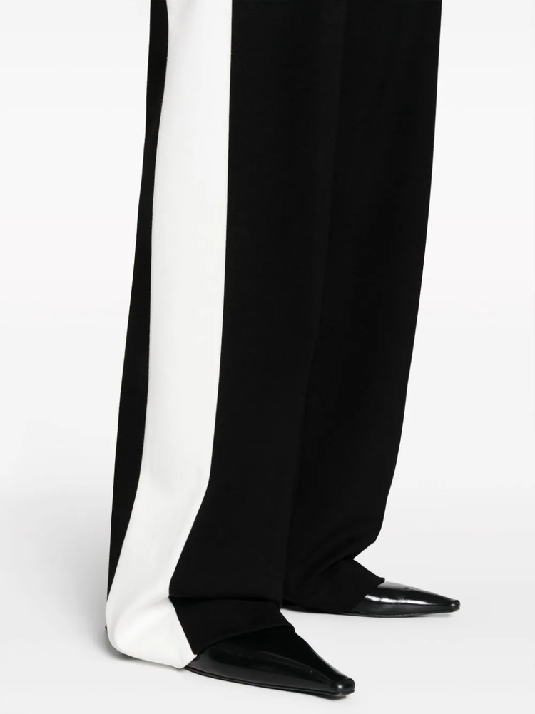 contrasting-trim wide-leg trousers