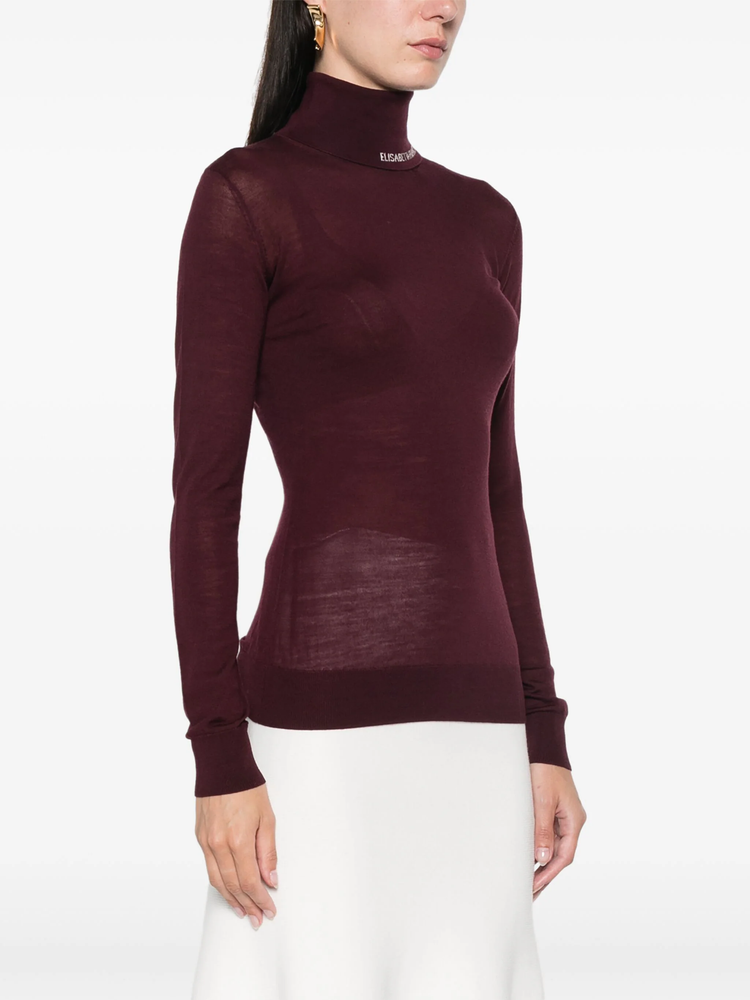 roll neck semi-sheer jumper