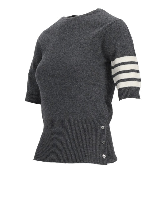 SHORT SLEEVE PULLOVER W/ 4 BAR IN CASHMERE