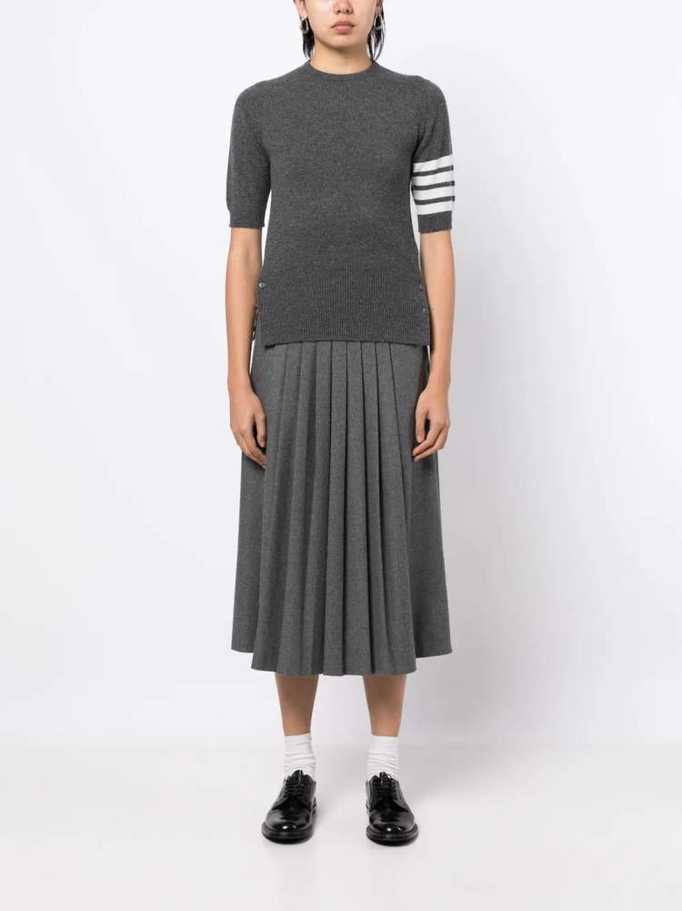 signature 4-Bar stripe short-sleeve cashmere top