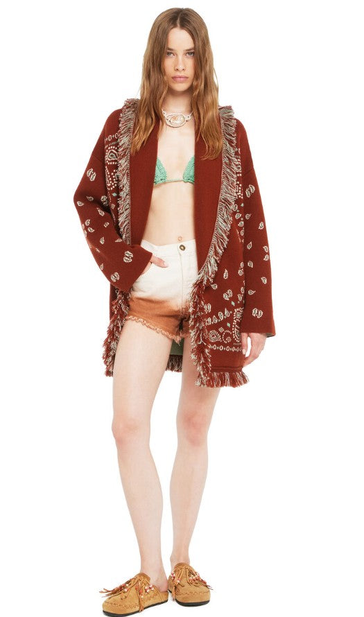 BANDANA JACQUARD CARDIGAN BRICK RED MULT