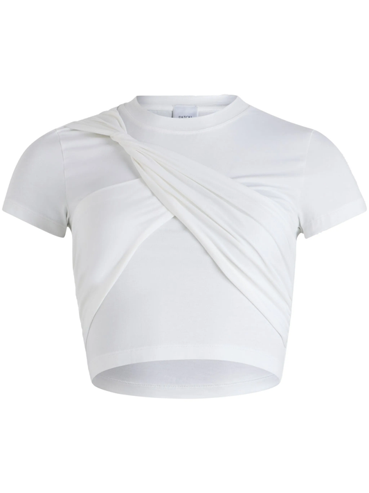 draped cropped organic cotton T-shirt