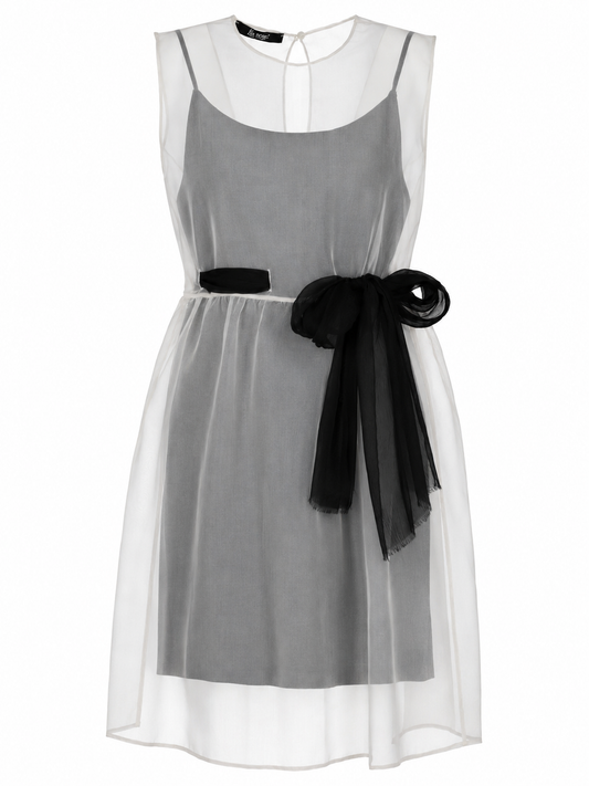 LA ROSE vestito con sottoveste bianco