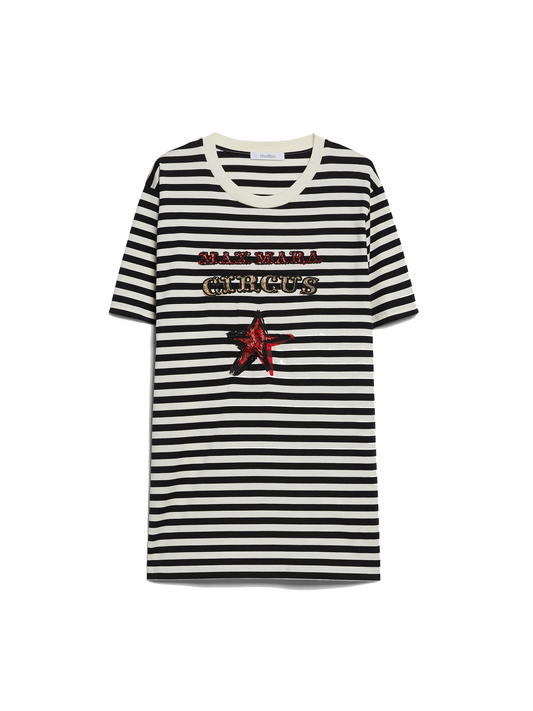 Kaki oversized striped cotton T-shirt