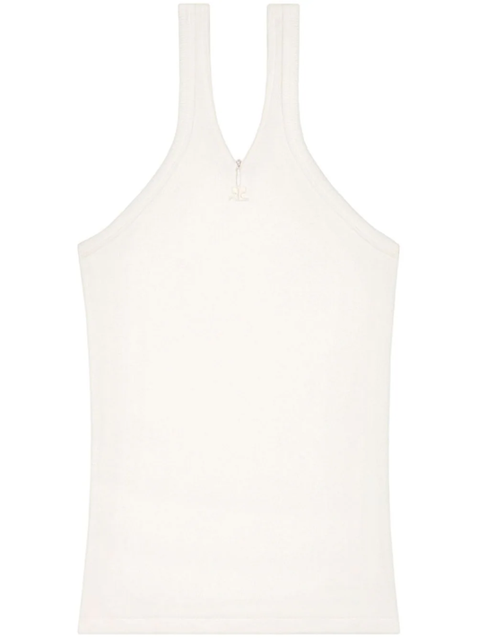 logo-embroidered ribbed tank top