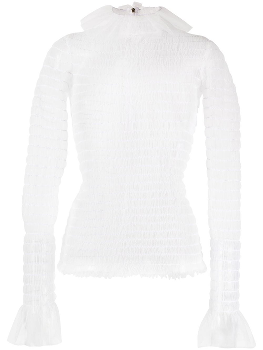 THOM BROWNE frilled high-neck tulle top