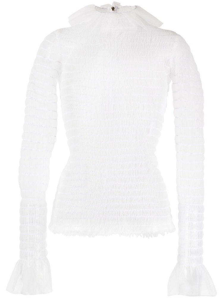 THOM BROWNE frilled high-neck tulle top