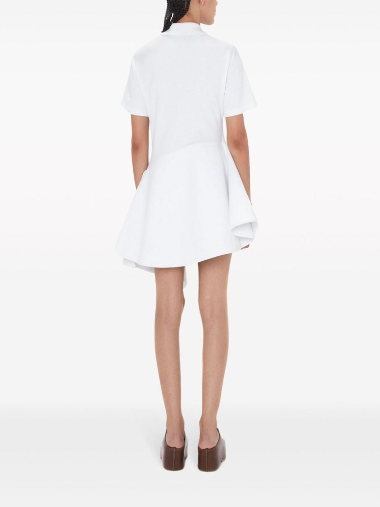 polo-collar cotton asymmetric dress