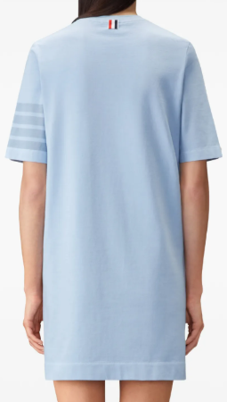 GARMENT DYED SS TEE SHIRT DRESS W/ TONAL 4 BAR IN MED WEIGHT JERSEY W/ OVERDYED 4 BAR