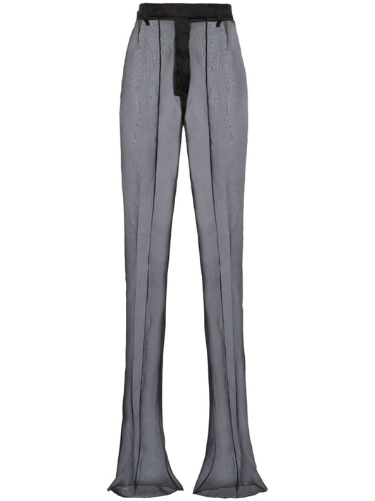 semi-sheer flared trousers