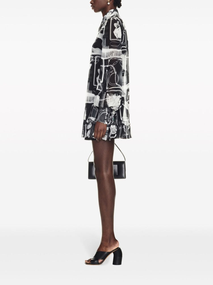 X-Ray-print silk shirt dress