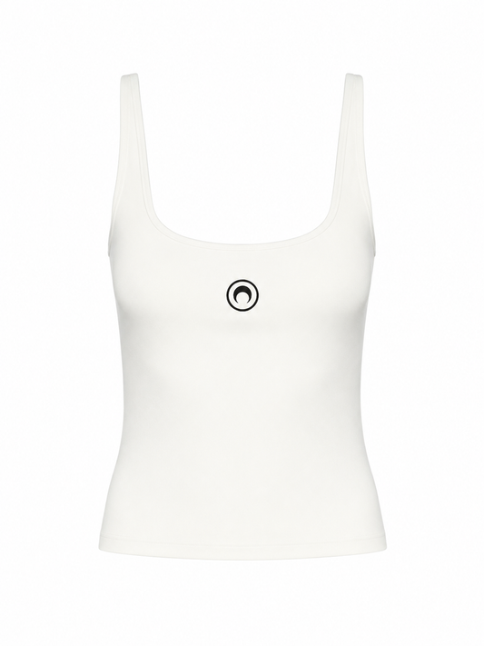 MOON LOGO RIBBED JERSEY CROPPED TANK TOP