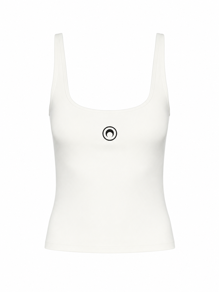 MOON LOGO RIBBED JERSEY CROPPED TANK TOP