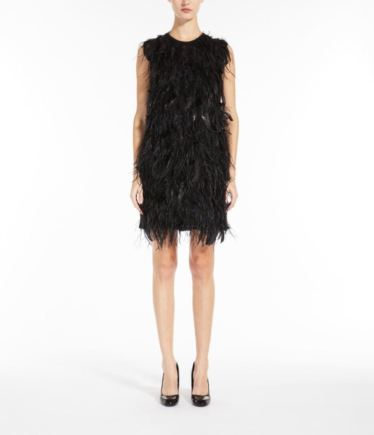 Seggio short dress with feathers