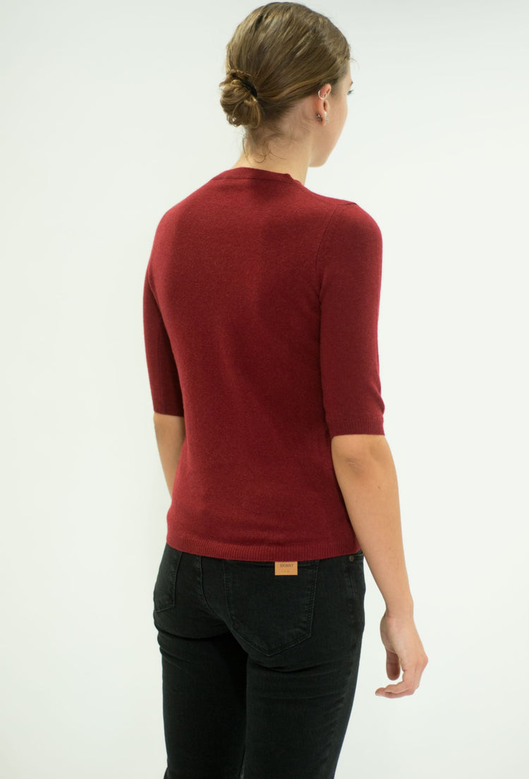 LA ROSE maglia 3/4 cashmere bordeaux