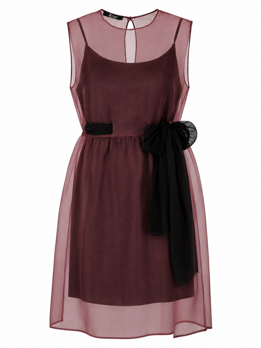 LA ROSE vestito con sottoveste BORDEAUX