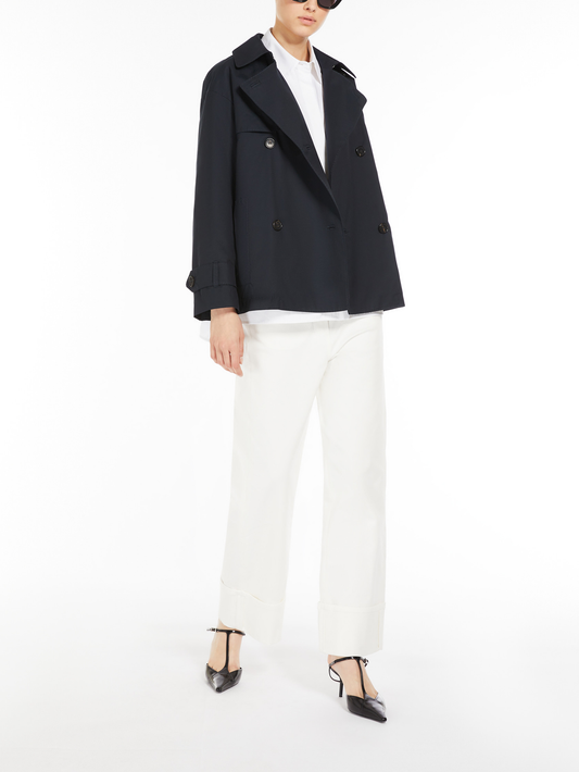 Zeno short trench coat in water-repellent twill