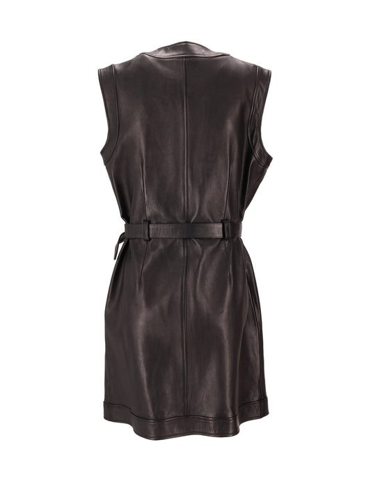 LA ROSE leather dress nero