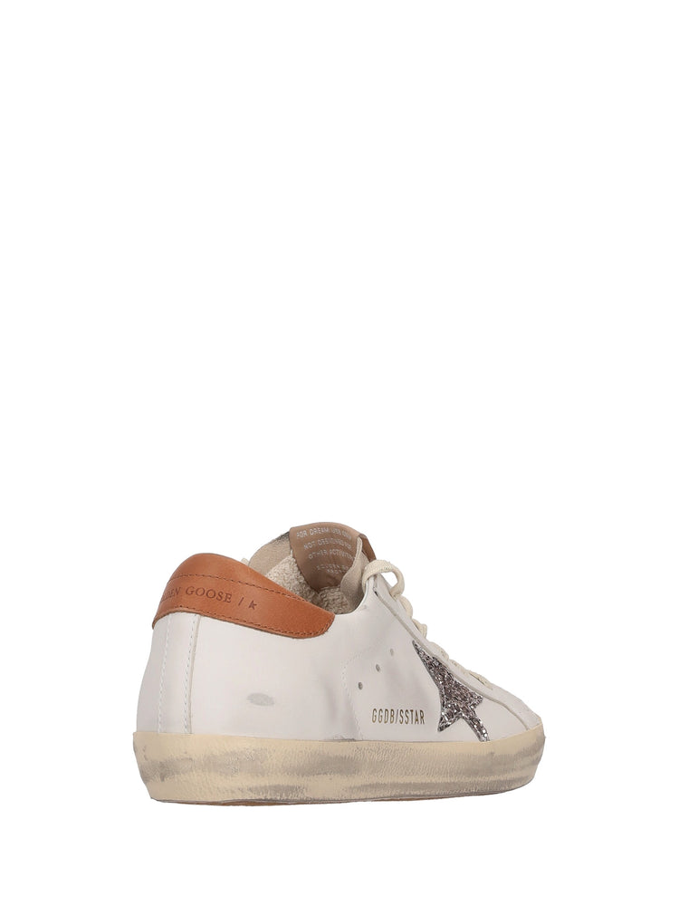 SUPER STAR LEATHER UPPER AND HEEL SUEDE TOE GLITTER STAR