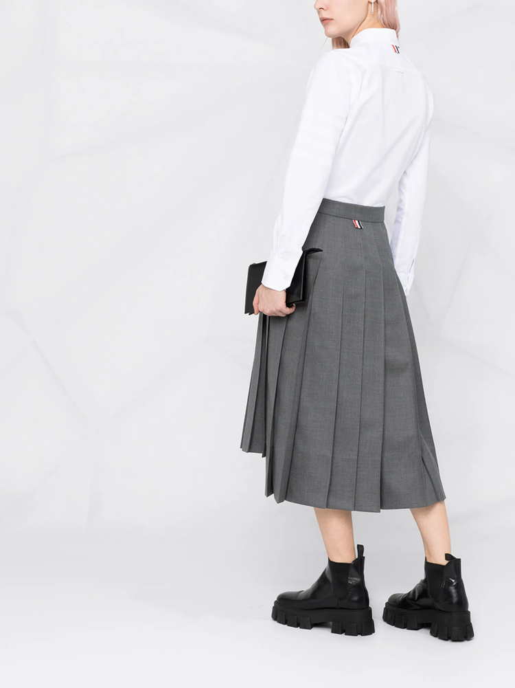 Super 120s twill pleated skirt