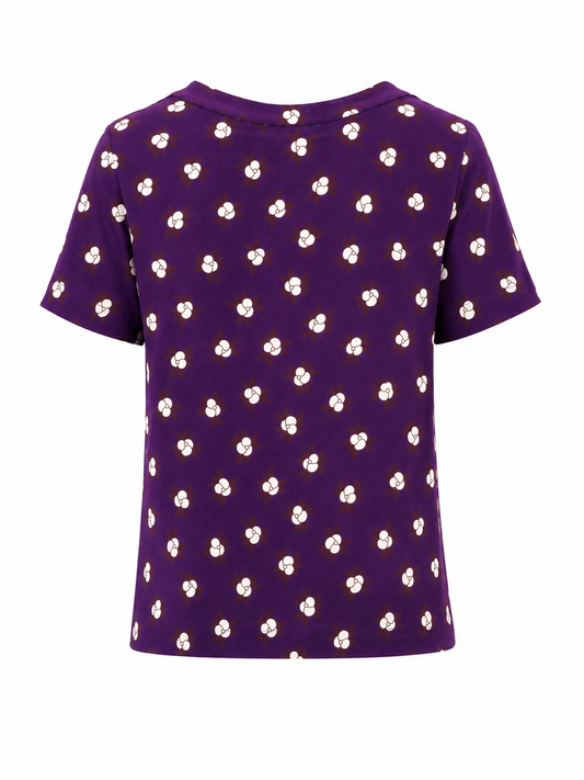LAURA URBINATI short sleeves crew neck top camelia print