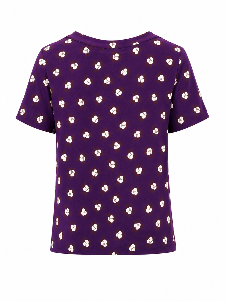 LAURA URBINATI short sleeves crew neck top camelia print