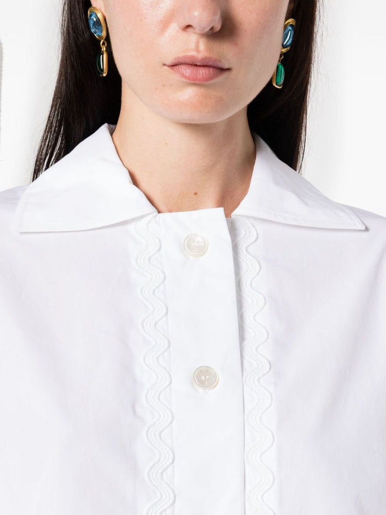 wave-appliqué cropped shirt