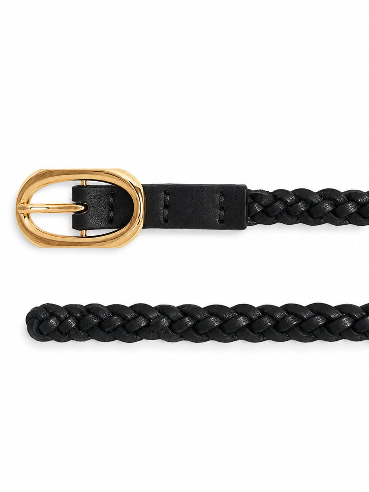 SMALL DOUBLE SIGNATURE LINK BELT BRAIDED - BLACK