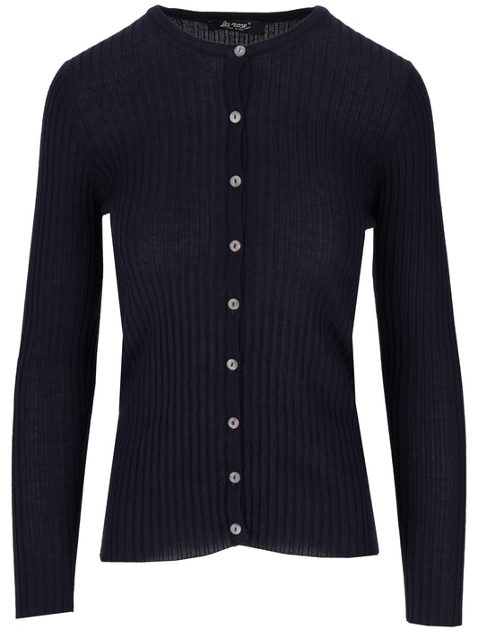 La Rose cash/silk ribs r-neck cardigan