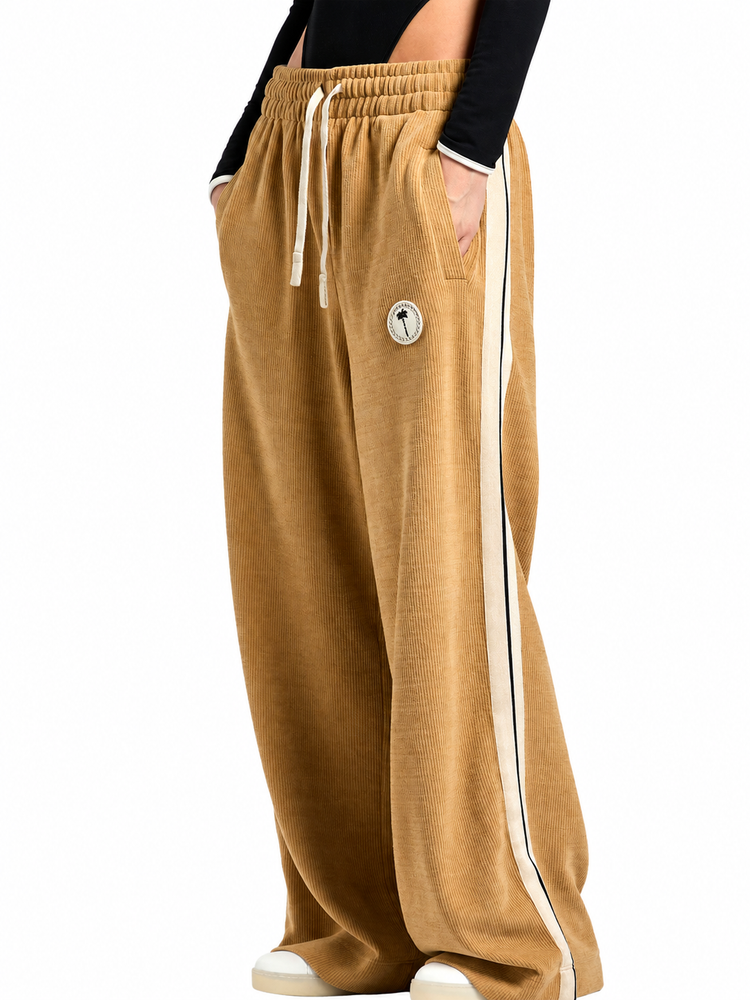 PALM TREE CHENILLE LOOSE TRACK PANTS