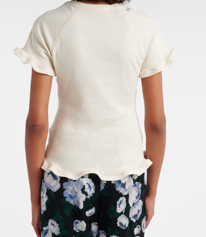 FRILLED HEM RIB T-SHIRT