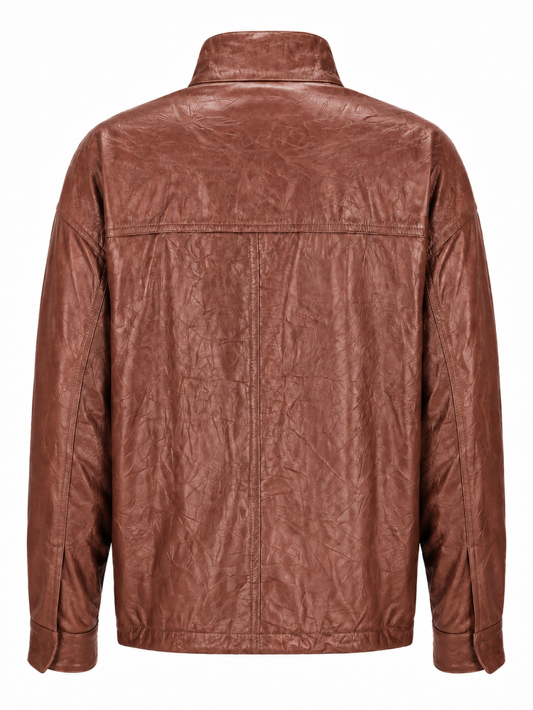 LA ROSE zip giacca pelle stropicciata