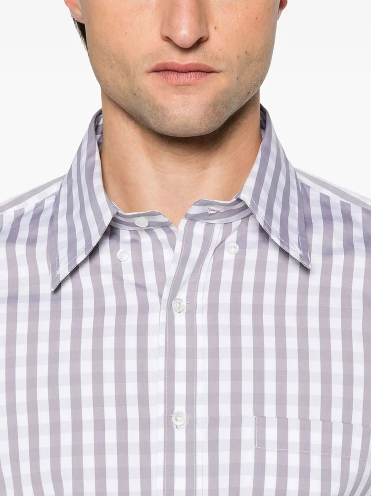 STRAIGHT FIT PC L/S SHIRT W/GG ARMBAND IN GINGHAM CHECK POPLIN