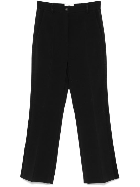 satin-trim crepe trousers