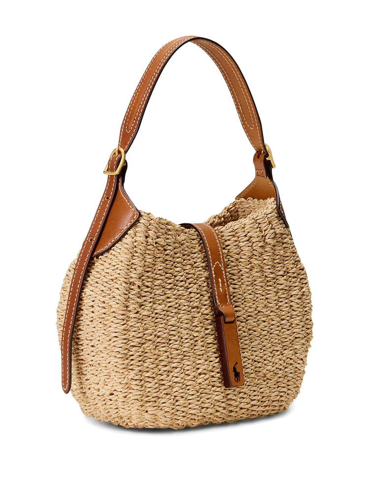 Polo ID raffia shoulder bag