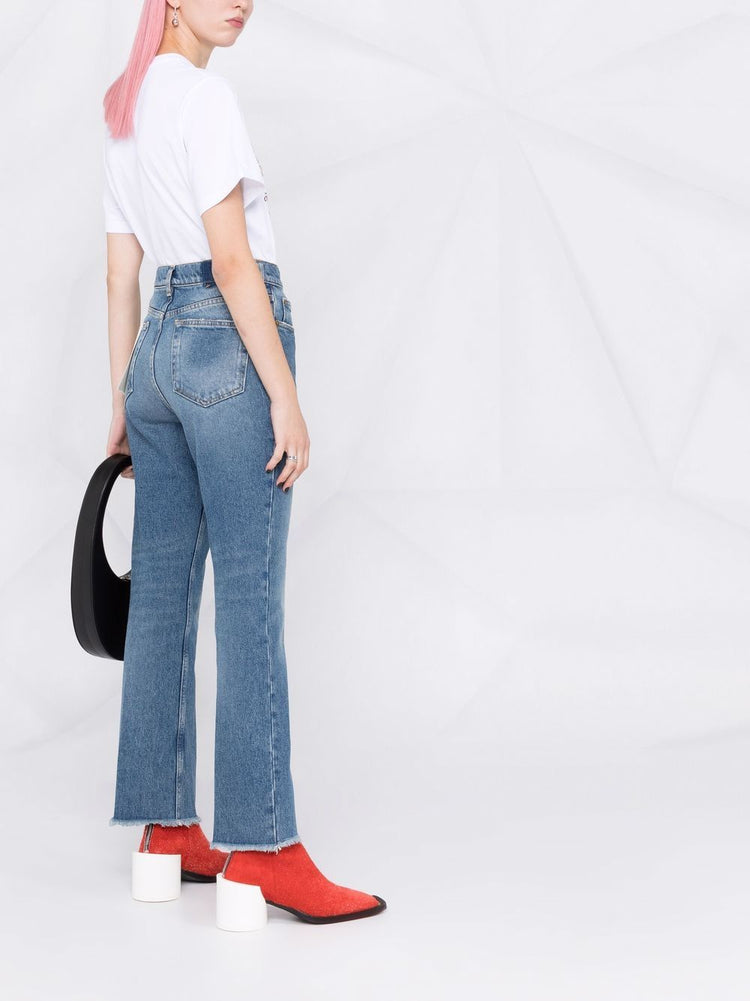 faded cropped jeans
