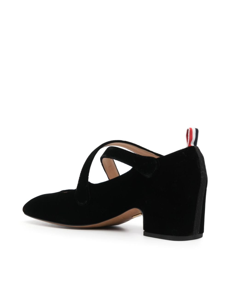 THOM BROWNE criss-cross 40mm velvet pumps