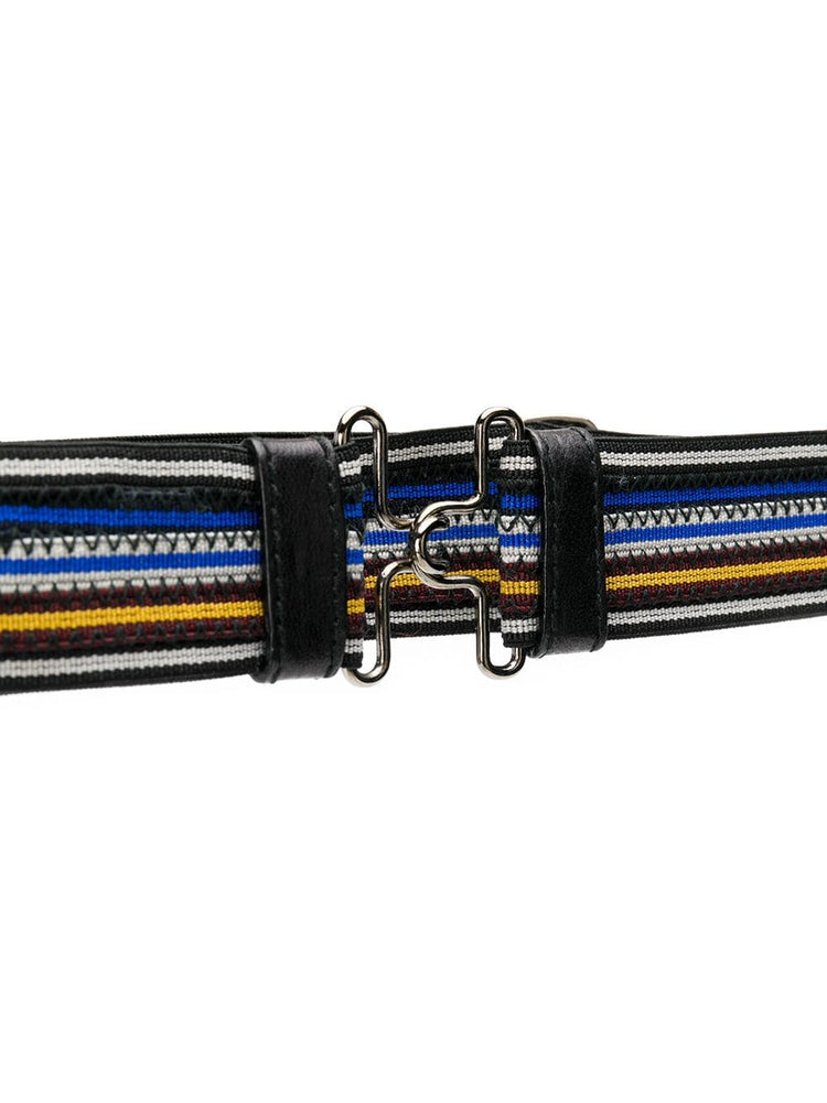 PRADA Striped clasp buckle belt