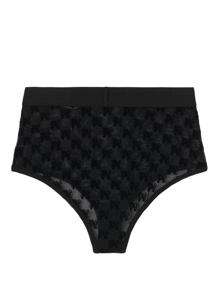 monogram-motif lace briefs