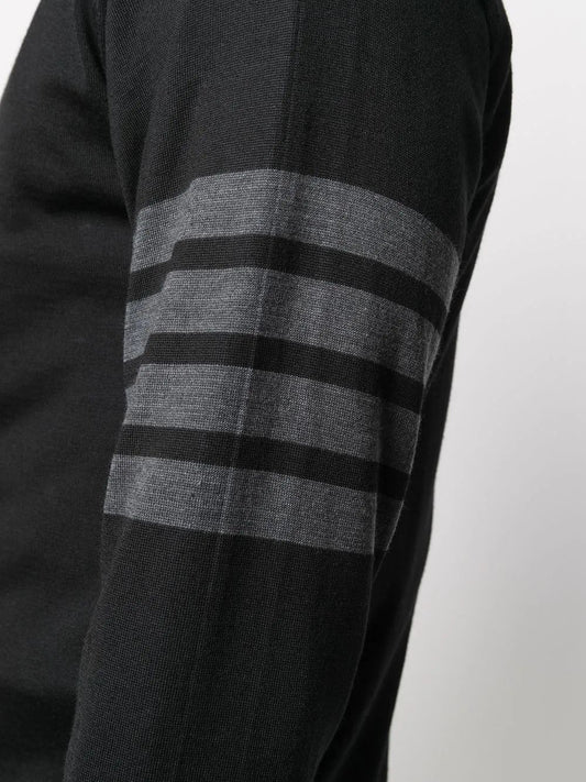 CLASSIC CREWNECK PULLOVER W/ BAR STRIPE IN FINE MERINO WOOL