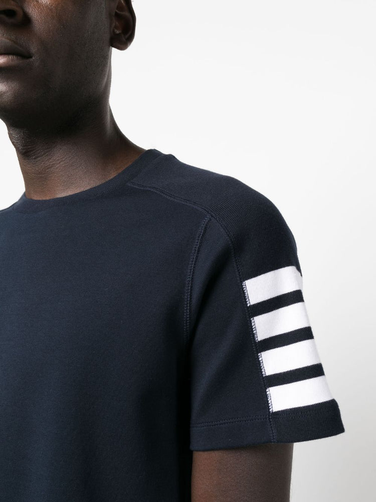 SHORT SLEEVE TEE W/ 4 BAR STRIPE IN MILANO COTTON