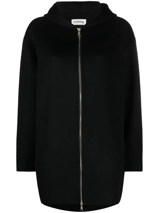 PAROSH zip-up hooded wool jacket