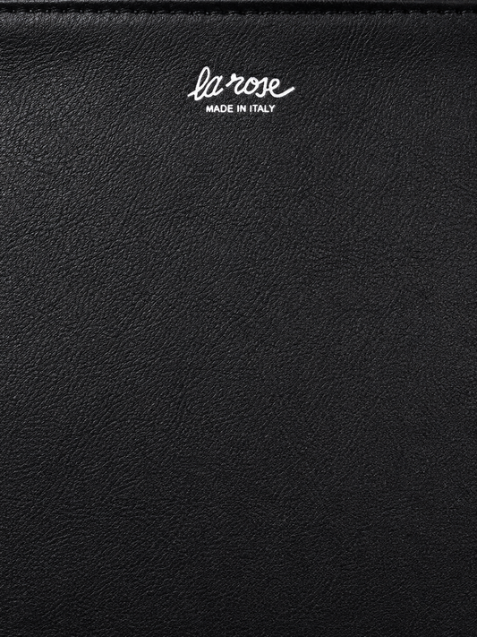 LA ROSE leather shopping bag black
