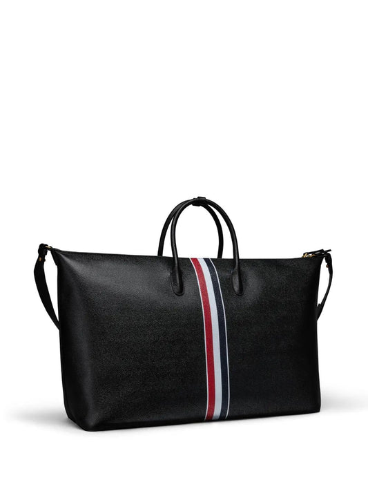 SOFT DUFFLE BAG W/ RWB STRIPE IN PEBBLE GRAIN LEATHER